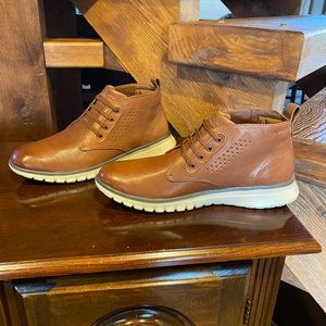 Mark Nason stylist ankle high slip on caramel colored boots size 12 once worn.